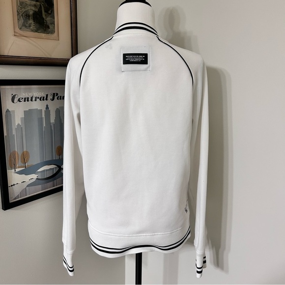 G-Star White Varsity Jacket with Black Trim and Stand-Up Collar SZ M - Picture 2 of 8